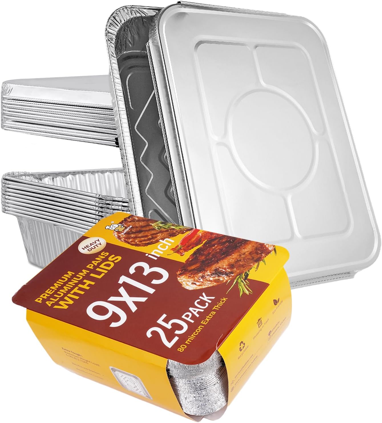 katbite Heavy Duty 9x13 Aluminum Pans with Lids 10Pack, Premium