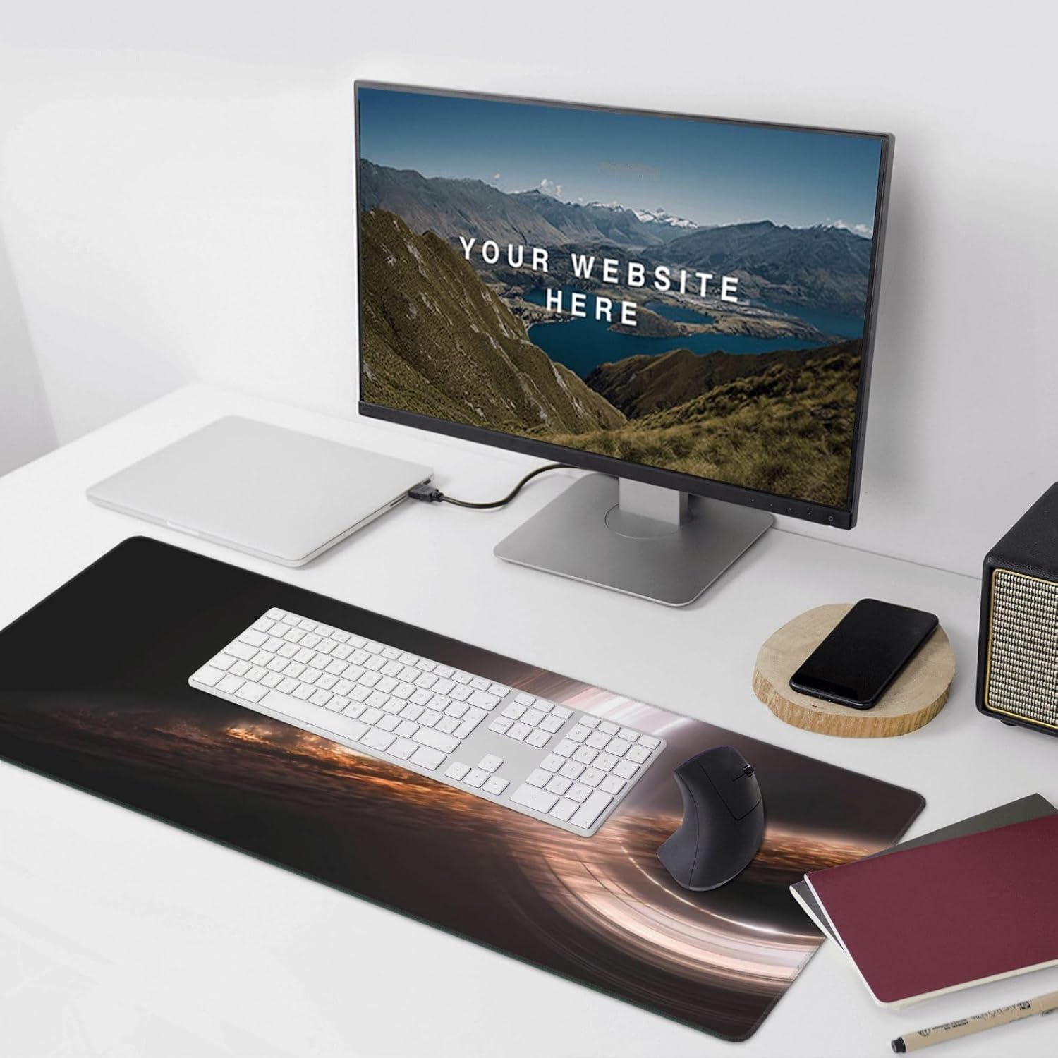 Interstellar Gargantua Black Hole Mouse Pad XXL Large Extended Computer Full Desk Pad 35.4x15.7 inch Computer Mouse Mat Keyboard for Home Office Gaming