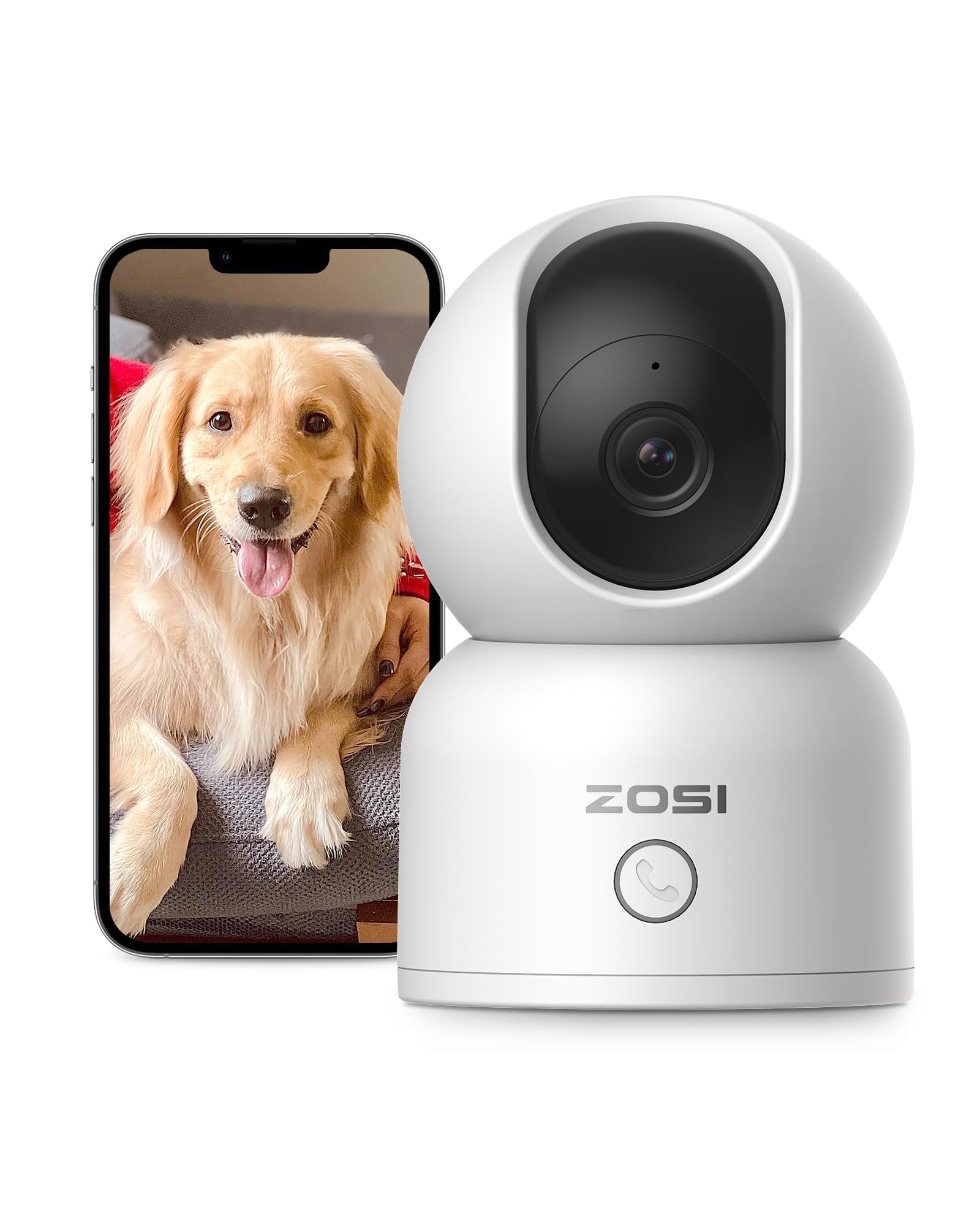 ZOSI 2K WLAN Überwachungskamera Innen, 360° Schwenkbare Kamera Indoor für Baby, 2,4/5Ghz WiFi, KI Personenerkennung, Auto-Tracking, One-Touch-Call, C518