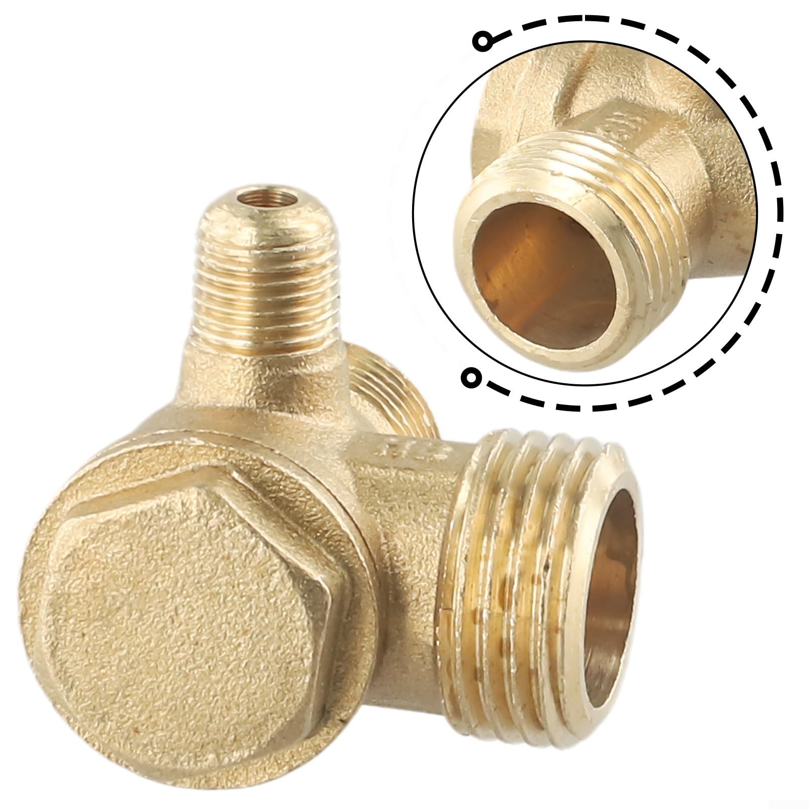 Valvola di ritegno in ottone per compressore d'aria a 3 porte, valvola di ricambio maschio filettata per valvola di sicurezza per utensili pneumatici per pezzi di ricambio, montaggio resistente