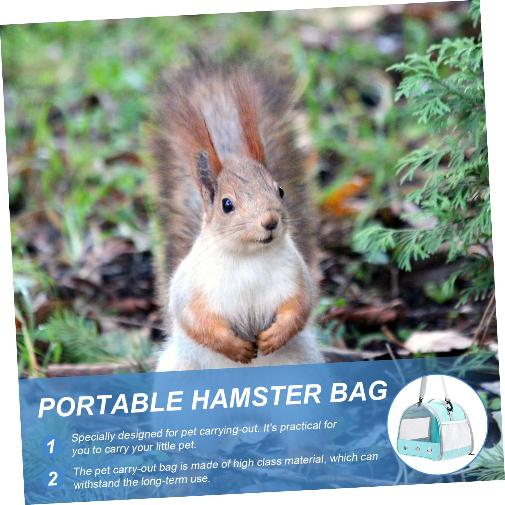 Kleintier Tragetasche Atmungsaktiv, Tragbarer Reisekäfig für Hamster | Grün, Polyester, für Meerschweinchen und Hamster, für Sightseeing und Camping