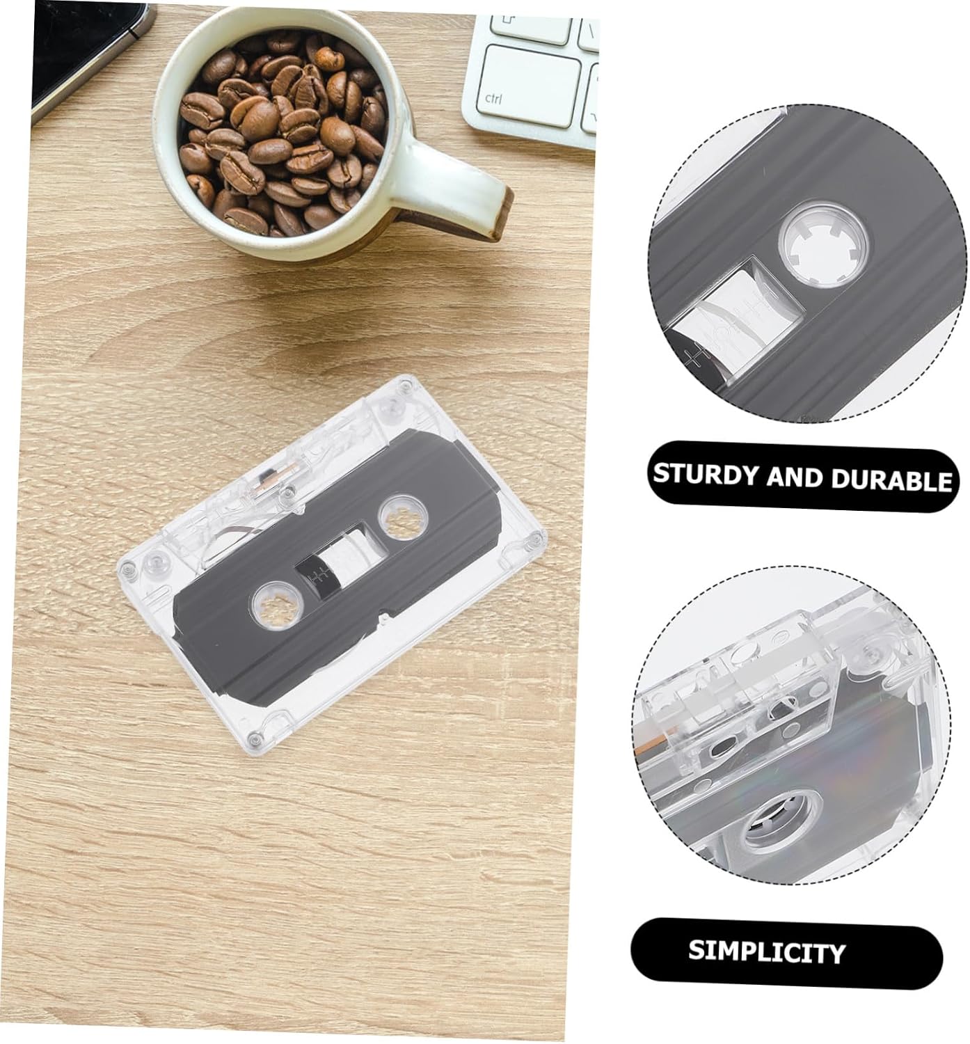Mikikit 4pcs Blank Cassette Tapes for Voice and Music Recording Supply Hard Case for Parties and Teaching