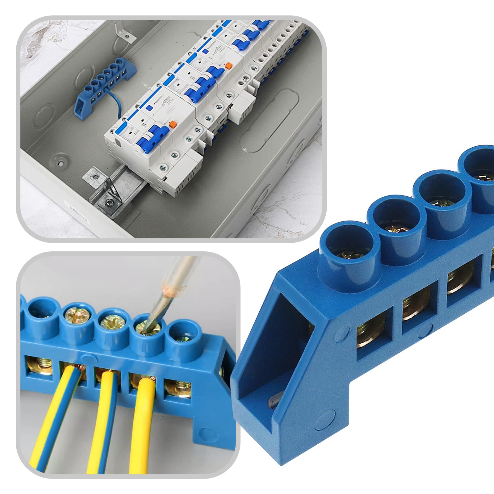 ECSiNG 2pcs Borniers de Pont à 8 trous Bornier en Cuivre Bande de Connecteur Bornier d'équipement Électrique pour Distribution d'énergie Domestique Industrielle