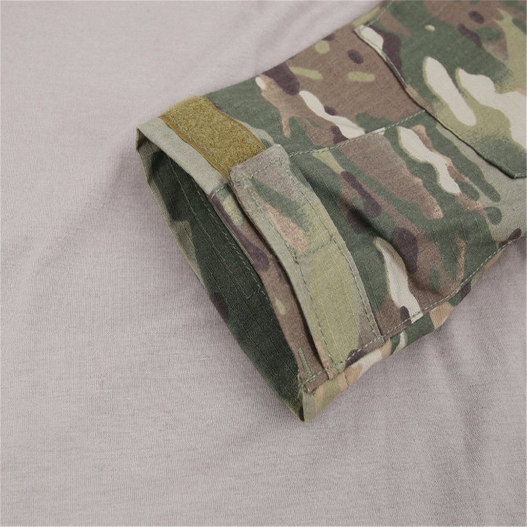 Chemise de Combat Militaire Homme Airsoft Shirt Tenue Camouflage Uniforme Tactique Séchage Rapide à Manches & Pantalon Costume Tenues de Combat Pantalon Paintball