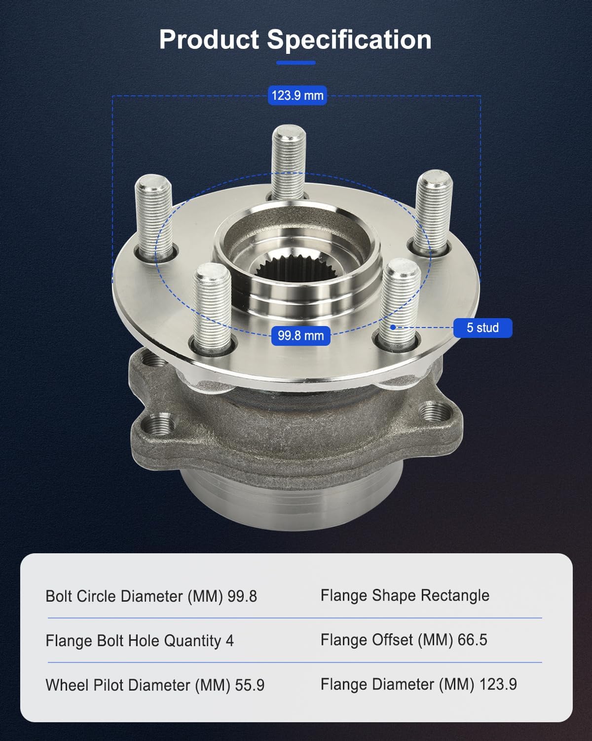 ECCPP Wheel Hub and Bearing Assembly Rear 512518 fit for Subaru CROSSTREK 2016-2019,for Subaru Forester 2014-2018,for Subar 5 Lugs Wheel Bearing Hubs with ABS 2pcs