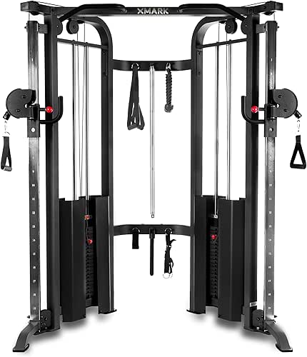 XMARK Functional Trainer Cable Machine with Dual 200lb Weight Stacks,
