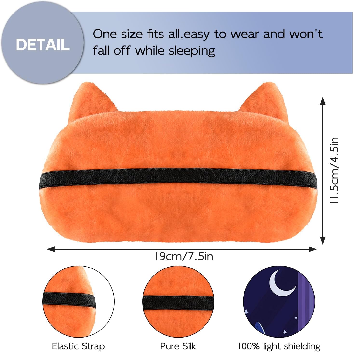 Cute Sleep Masks Cartoon Animal Fox Eye Masks Soft Plush Sleeping Mask Travel Blindfold Eye Shade for Women Men (Fox) image 5