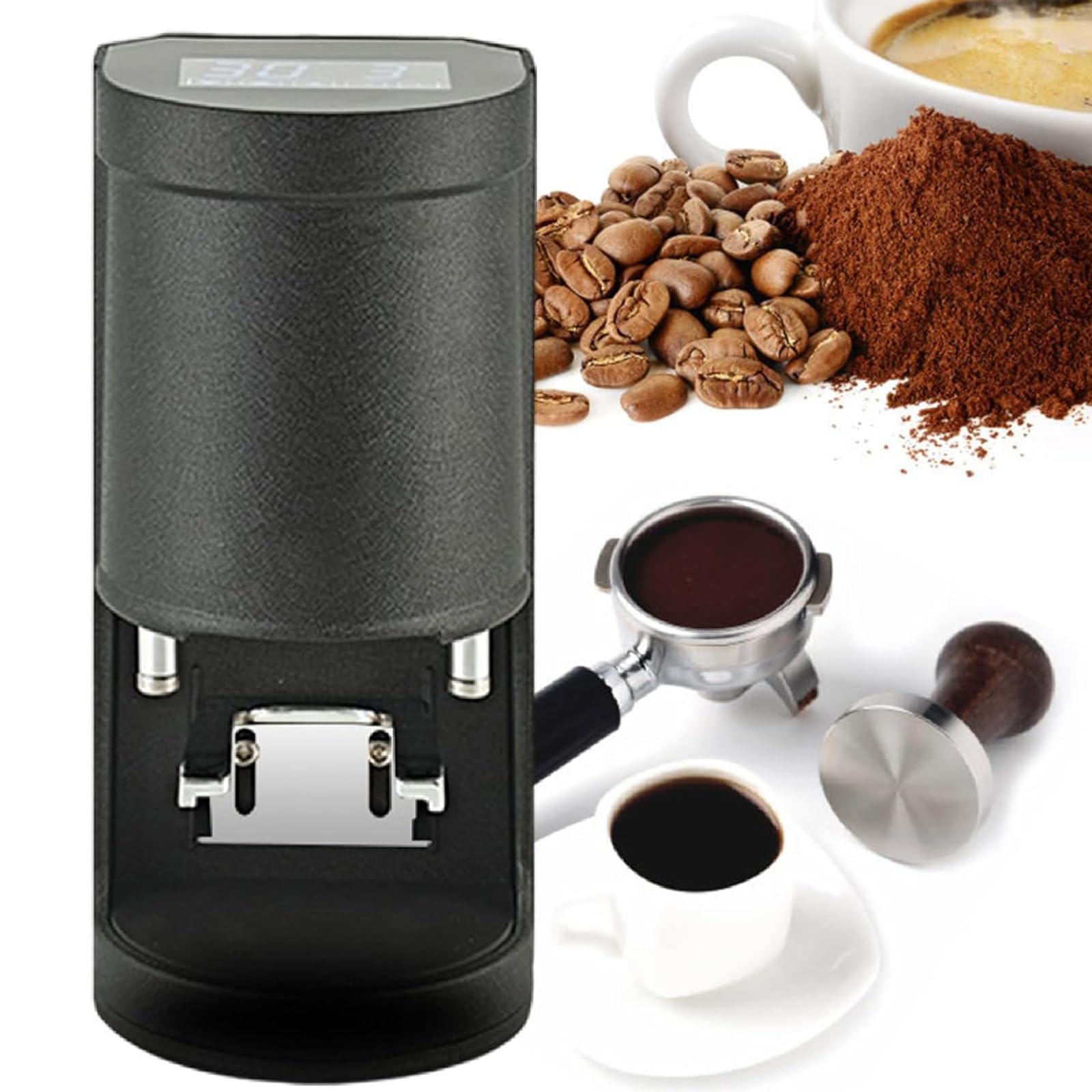 58mm Electric Coffee Tamper Automatic Expresso Coffee Powder Press Machine Stainless Steel Coffee Masher10-30kg Pressure 1 to 3