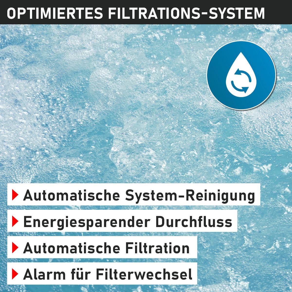 BRAST Whirlpool aufblasbar MSpa Tidal für 6 Personen | Ø173x65cm | 138 Massagedüsen in 3 Intensitäten | In- Outdoor Pool | Ganzjähriger Einsatz Winterfest | einfache Steuerung per App
