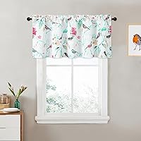 Vista 33 de VOGOL Cenefas con patrón de pájaros para ventanas de cocina, cenefa texturizada de lino con estampado floral y pájaros para ventanas pequeñas