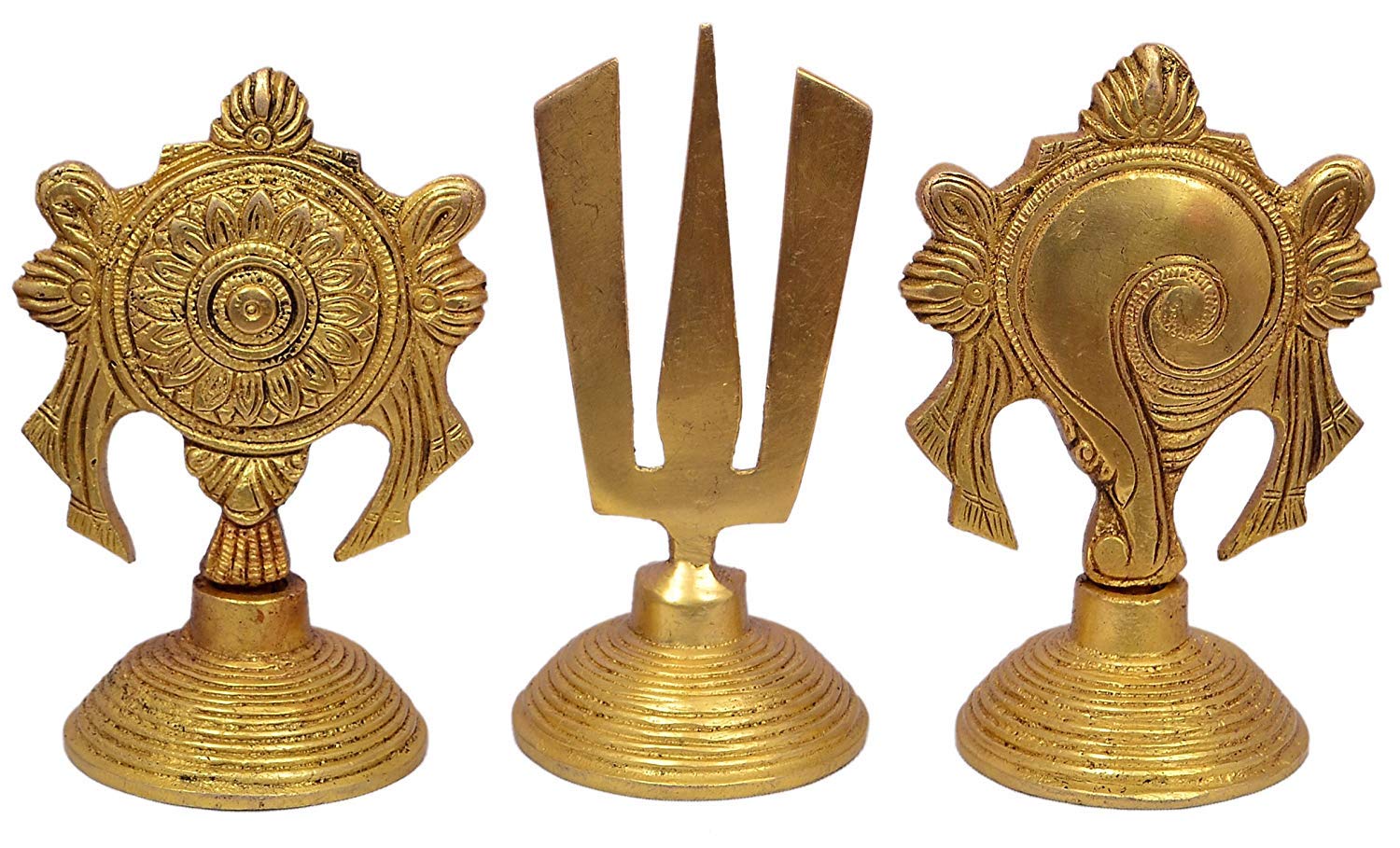 Statues chakra Sankha Naama Devyom en laiton massif pour autel