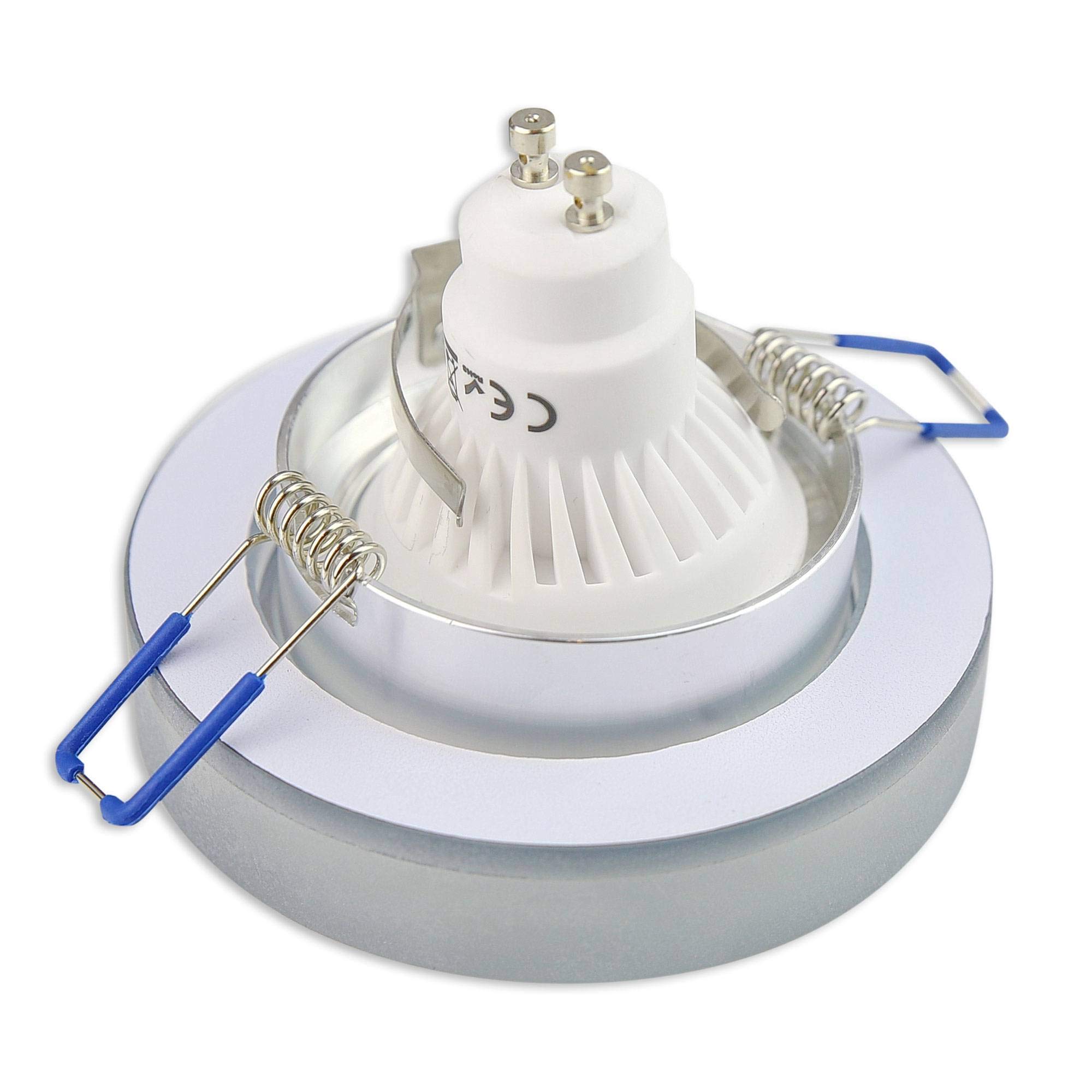 6x Foco empotrable LED redondo - negro 7,5 Watt regulable blanco cálido 230V GU10 plano - vidrio Ø70mm agujero perforado Foco empotrable de techo - Foco empotrable de techo Foco