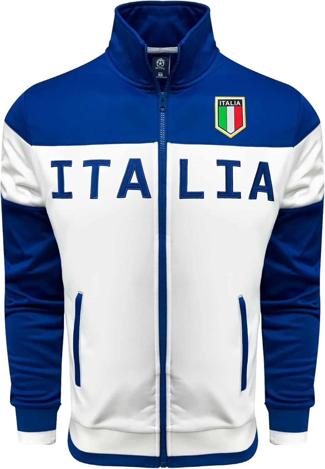 Just 4 Kicks Men's Italy Jacket, White Full Zip Italia Soccer Track Jacket With Zipper Pockets - Image 7
