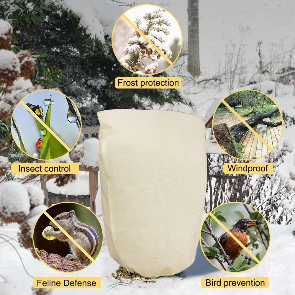 Voile D'hivernage 2 Pièces 120x180cm - Protection Gel Plantes 60g/m² Avec Cordon