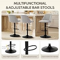 Vista 4 de COLAMY Bar Stools Set of 4, Modern Swivel Bar Chairs, Adjustable Upholstered Barstools Counter Height with Full Backrest for Bar, Dining Room