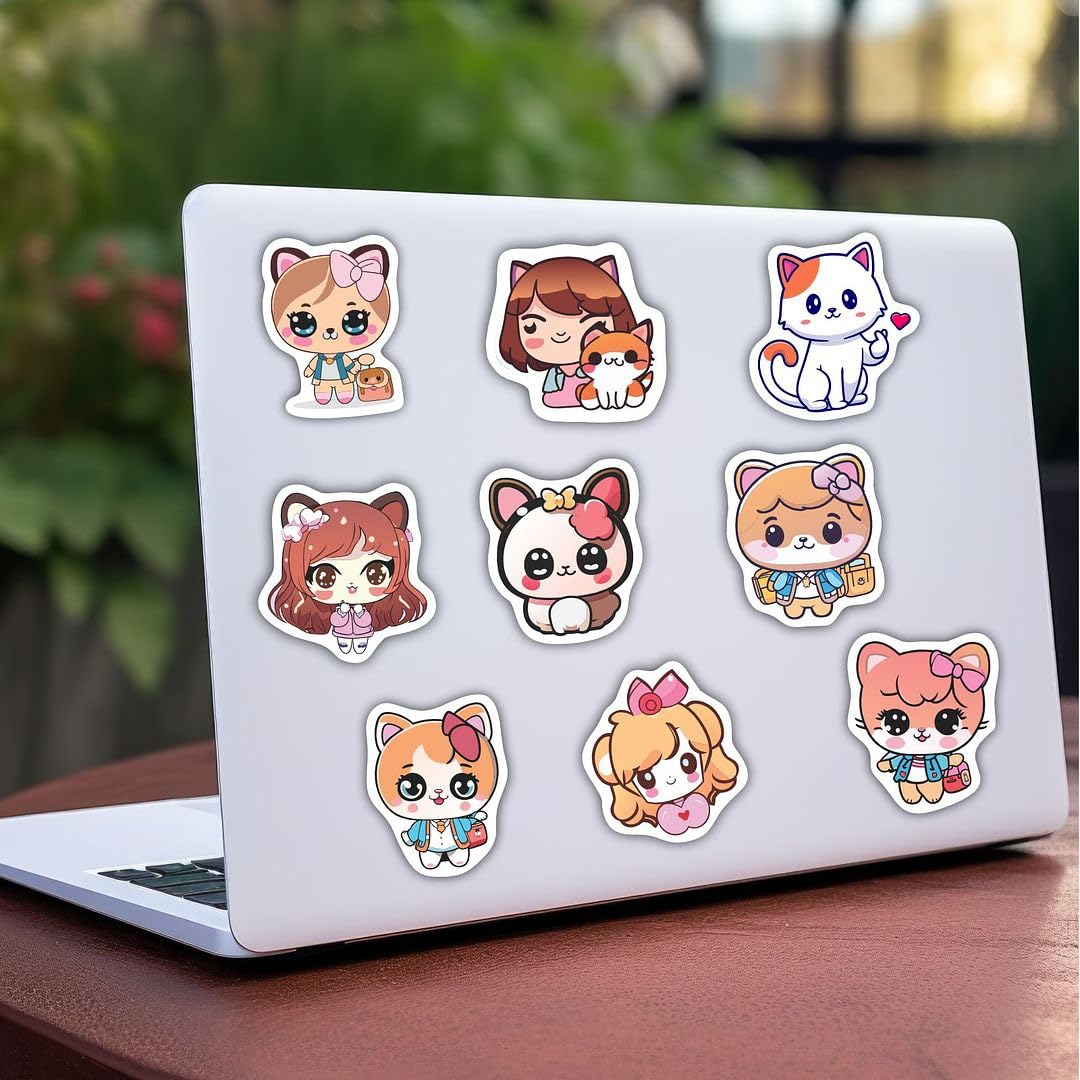 CVANU Set of 51 Cute Cat & Girl Picture Printed Vinyl Self-Adhesive Sticker for Laptop & Mobile Decor (2inchX1.8inch)_L398 (B0D6N2G6TX) Amazon Price History, Amazon Price Tracker