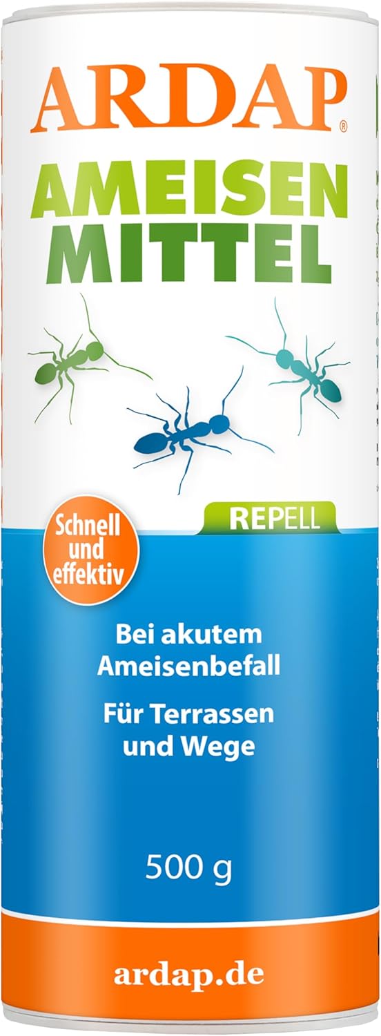 ARDAP Repell Ameisenmittel 500g - Ameisen Pulver mit effektiver Sofort- & Nestwirkung, Ameisenstreumittel, Mittel gegen Ameisen, Ameisenpulver zum Streuen draußen, Wirkt bei akutem Befall (PT19)