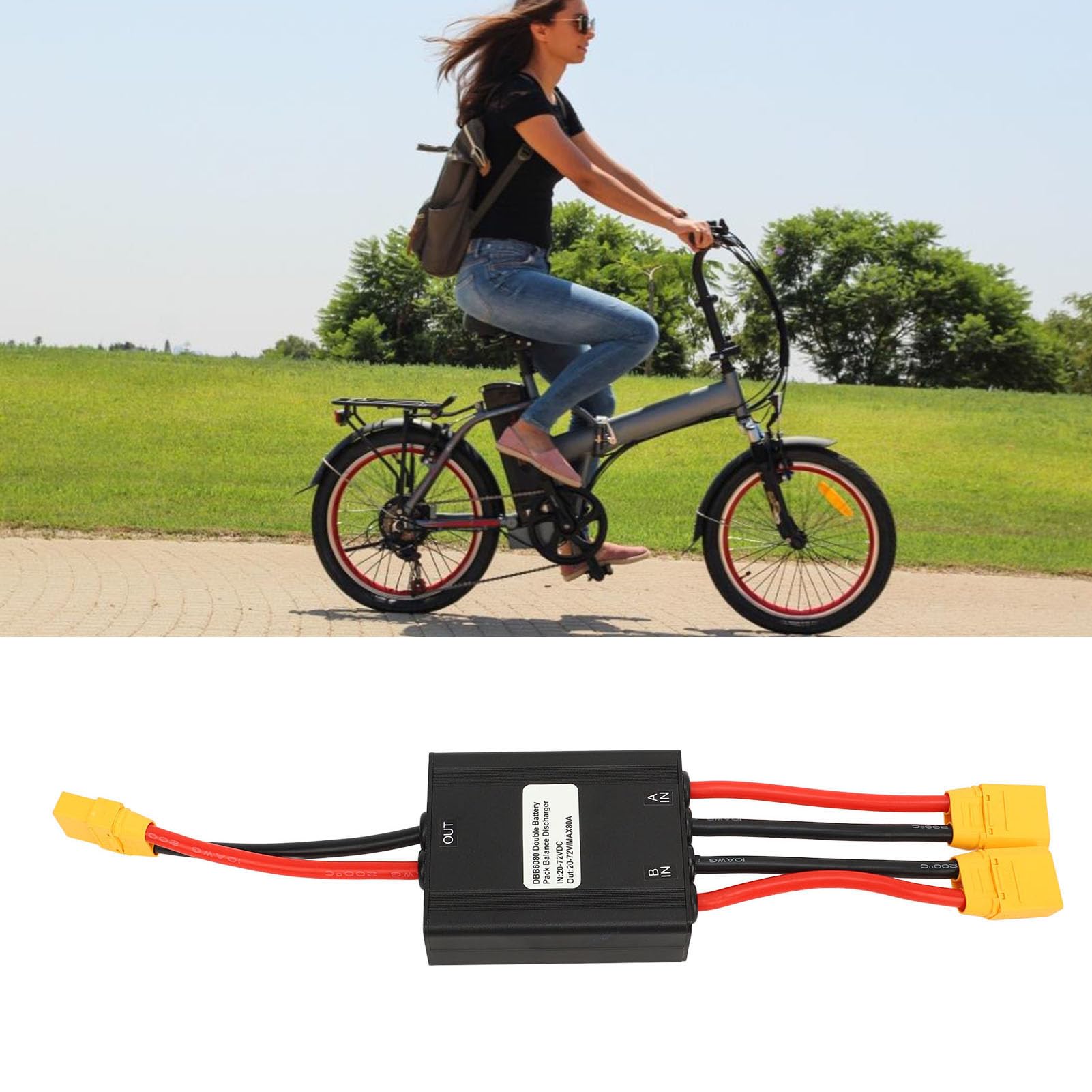 Elektrofahrrad-Doppelbatterie-Entladekonverter. Effiziente Stromversorgung für Lange Fahrten. Aluminiumlegierungsmaterial für Elektrofahrrad-Enthusiasten (80A)