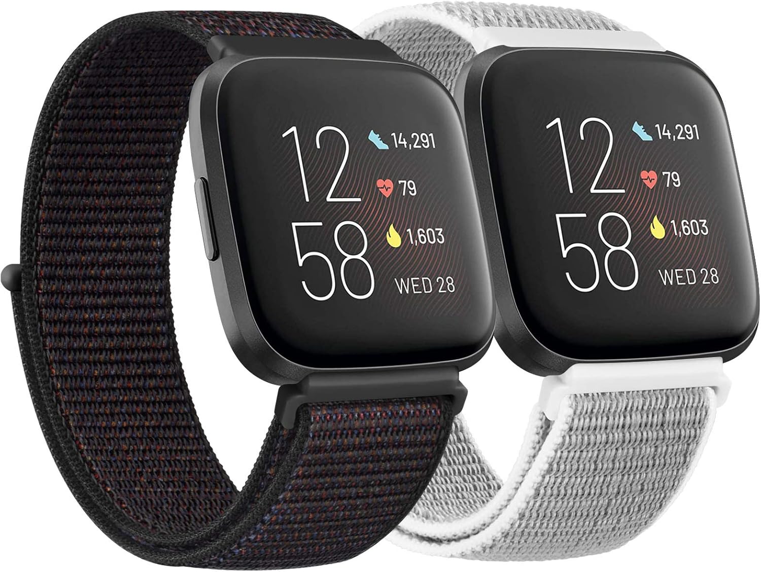 Adjustable Nylon Bands Compatible with Fitbit Versa 2 / Fitbit Versa/Versa Lite/Versa SE, Soft Breathable Sport Replacement Wristbands for Fitbit Versa Smart Watch Women Men (Pearl Pink/Marine Green) : Electronics