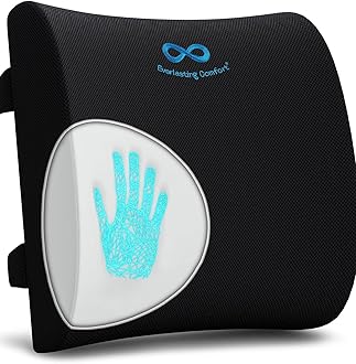 Everlasting Comfort ランバーサポートピロー 腰痛 クッション オフィスチェア用 メモリーフォーム 背もたれ クッション 椅子 車 ソファ対応 姿勢改善＆腰痛対策に最適 ゲーミングチェア・デスクチェアにもおすすめ