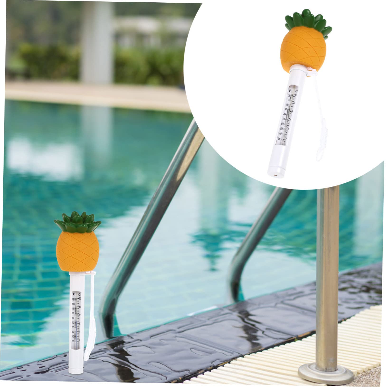 Yardwe 2stücke Pineapple Floating Swimming Pool Thermometer Cartoon Pool Scale Thermometer Für Genaue Temperaturmessung Schwimmbad Und Für Spaß Im Wasser