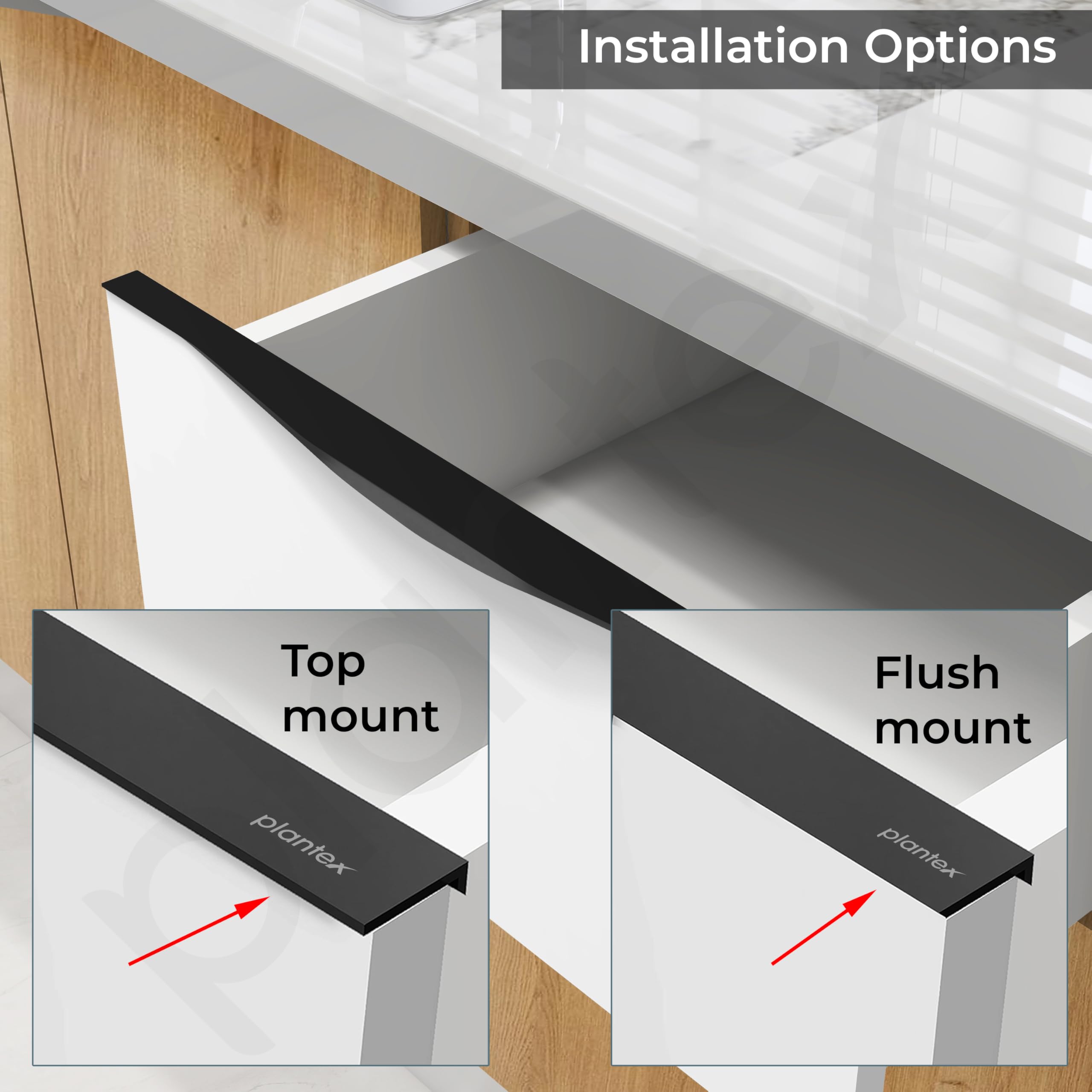 Plantex Profile Handle for Kitchen Cabinet/18 Inch Aluminium Drawer Profile Handle/Wardrobe Pull Handle for Home/Office/Hotel - Pack of 5 (Black) — Amazon image 4