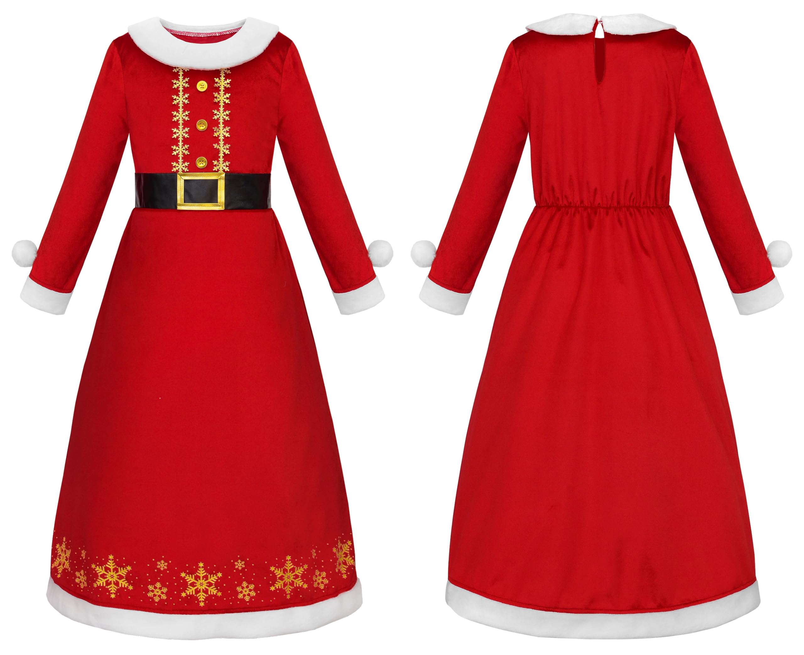 ReliBeauty Deguisement Noel Enfant Costume Mere Noel Saint Nicolas Robe Père Noël Fille Xmas avec Cape et Chapeau