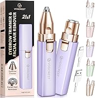 VGVOGCREST 2-in-1 Rechargeable Facial Hair Remover for Women - Painless Eyebrow Chin Cheek Trimmer with LED Light Purple