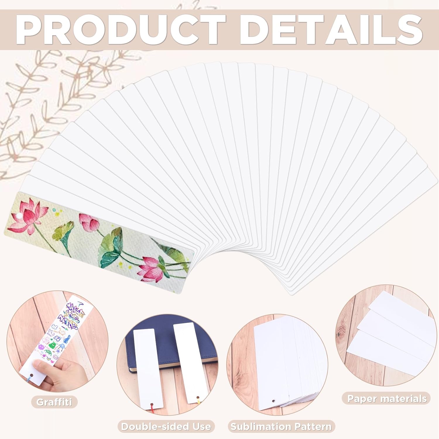100 Pcs Sublimation Bookmark Blank, Paper DIY Bookmarks with Hole and Colorful Tassels for Crafts,Personalized Tassels Blank Bookmarks - Image 3