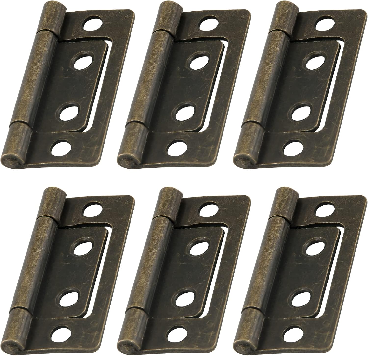 Bonsicoky 6 Pcs NonMortise Antique Hinges with Mounting Screws, Vintage Furniture Hinges for
