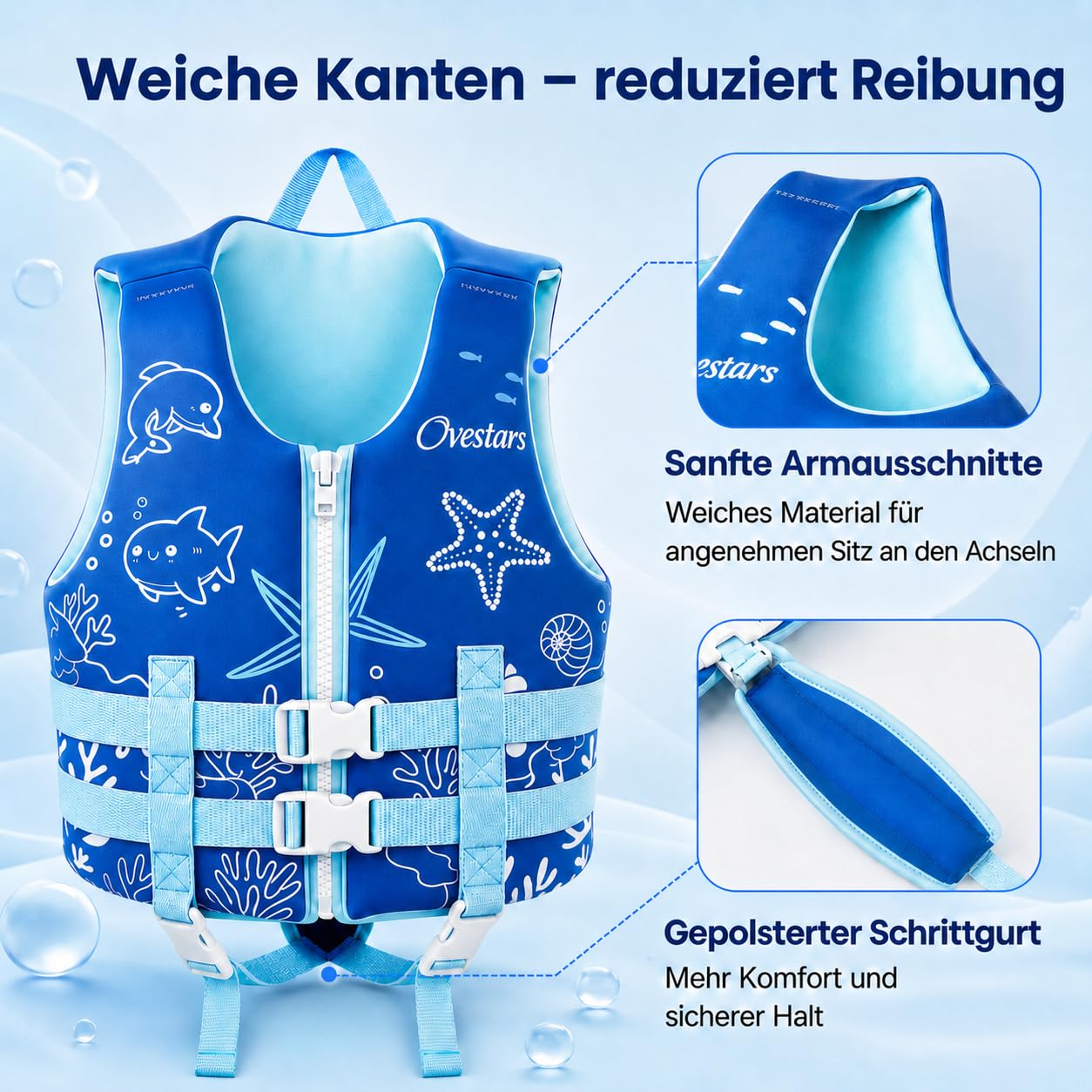 Schwimmweste Kinder 2-9 Jahre – TÜV geprüfte Schwimmhilfe & CE-zertifizierte Schwimmlernweste aus weichem Schaum – Bequeme Passform, hoher Auftrieb, ideal für Schwimmtraining & Wasserspaß