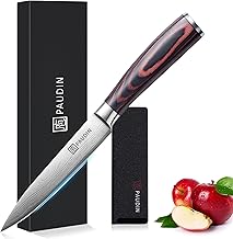 PAUDIN Utility Knife, Kitchen Knife 5 Inch, High Carbon Stainless Steel, Multipurpose Paring Knife for Fruit and Vegetable Cutting with Wooden Handle, Premium Gift Box