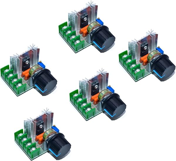 5 piezas de controlador de velocidad de motor AC 50-220V 2000W 25A SCR, módulo regulador de voltaje electrónico de alta potencia, atenuador de LED con perilla de control de velocidad