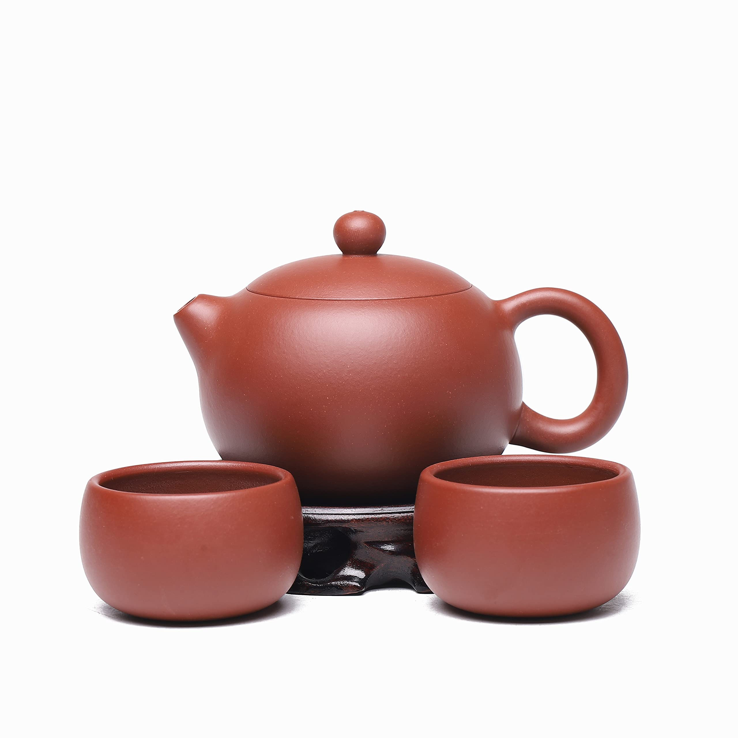 Fine Yixing Clay Teapot Set, Chinese Genuine Handmade Zisha Tea Pot 7.8 Oz with 2 Cups