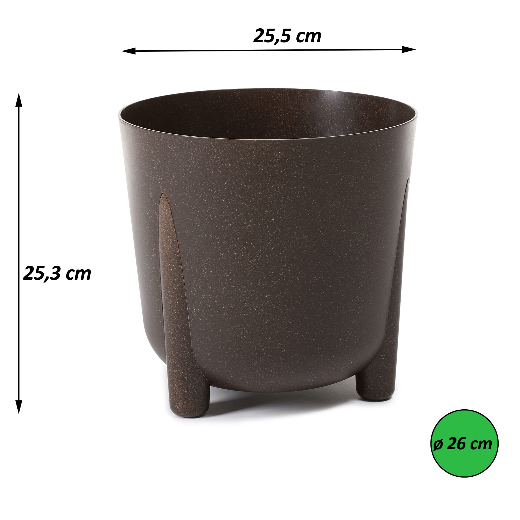 Tymar Set 2 Vasi Rotondi Per Fiori In Plastica PP Colore Senape - Impermeabili, Senza Fori, Diametro 21 Cm, Per Interni/Esterni