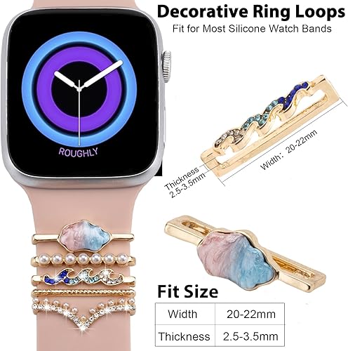 Miniatura 3 de Dijes para correa de reloj, mejora la correa de tu reloj con elegantes anillos decorativos compatibles con correas de Apple Watch de 1.772 pulgadas,