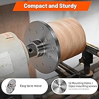 Vista 25 de Placa frontal de torno de madera de acero de 2 pulgadas, placa frontal para torno de madera, placa frontal de torno apta para husillo de 1 pulgada x