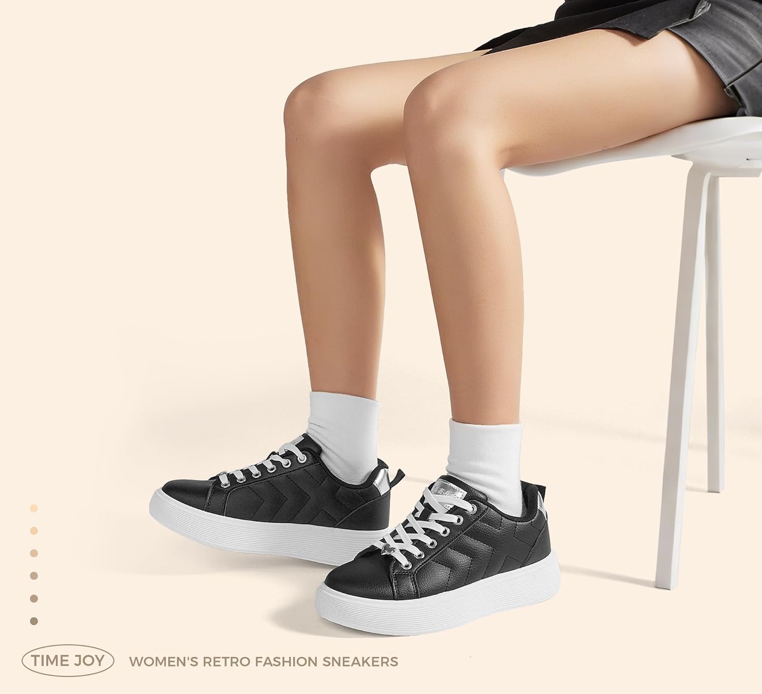 TIMEJOY Women's Fashion Platform Sneakers Synthetic Leather & Metallic Accents for Casual Tennis & Everyday Comfort - Image 7