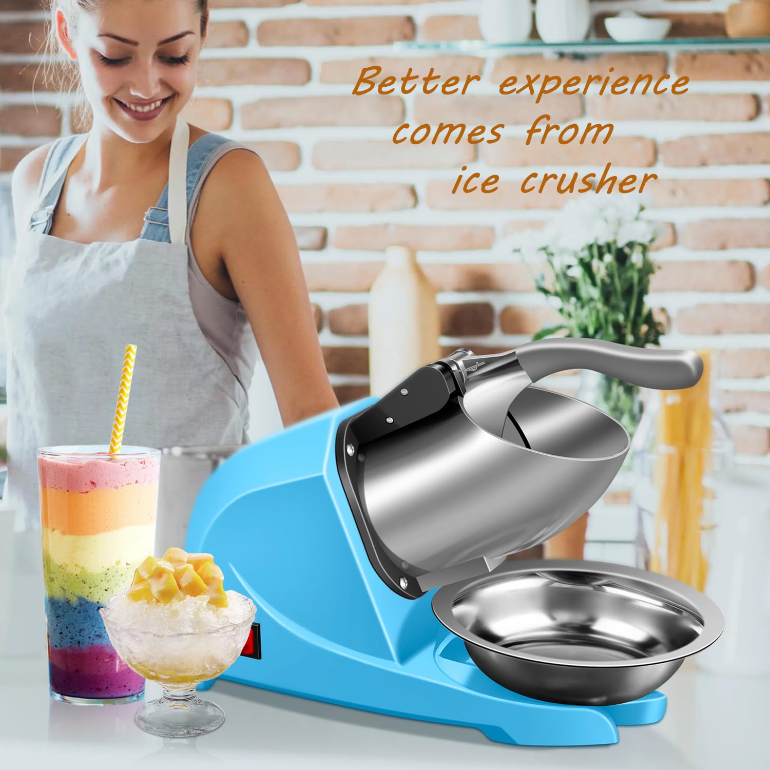 Amazon.com: INSELY 4-Blades Electric Ice Shaver Machine, 200lbs/hr
