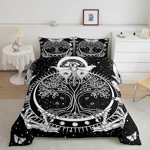 Miniatura 78 de Castle Fairy Juego de edredón de Halloween tamaño individual, juego de ropa de cama con estampado de animales de murciélagos negros para niños