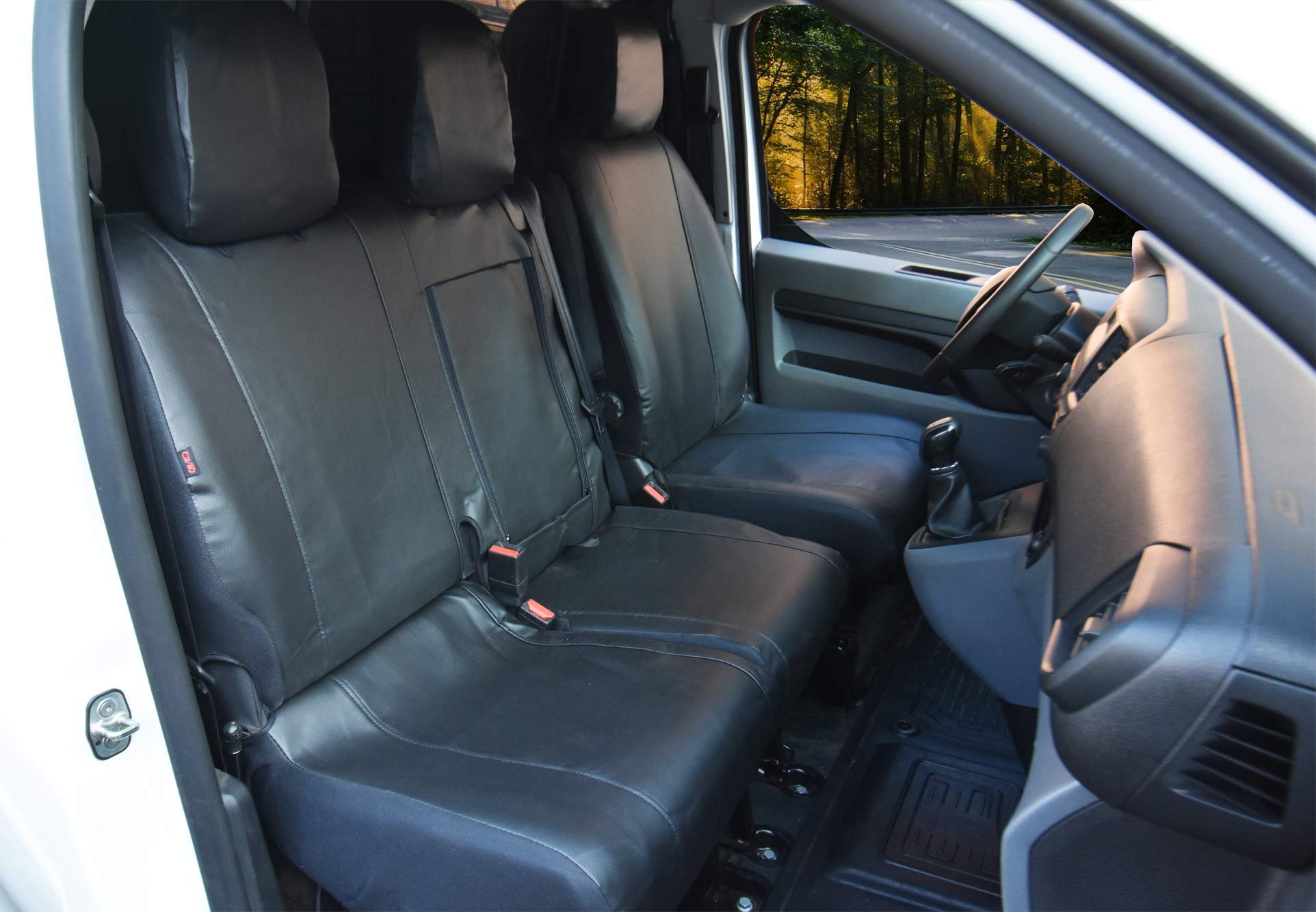 Housses De Siège Sur Mesure Pour Citroën/Peugeot Expert/Traveller (2016+) - 3 Places Avec Table Avant - Noir