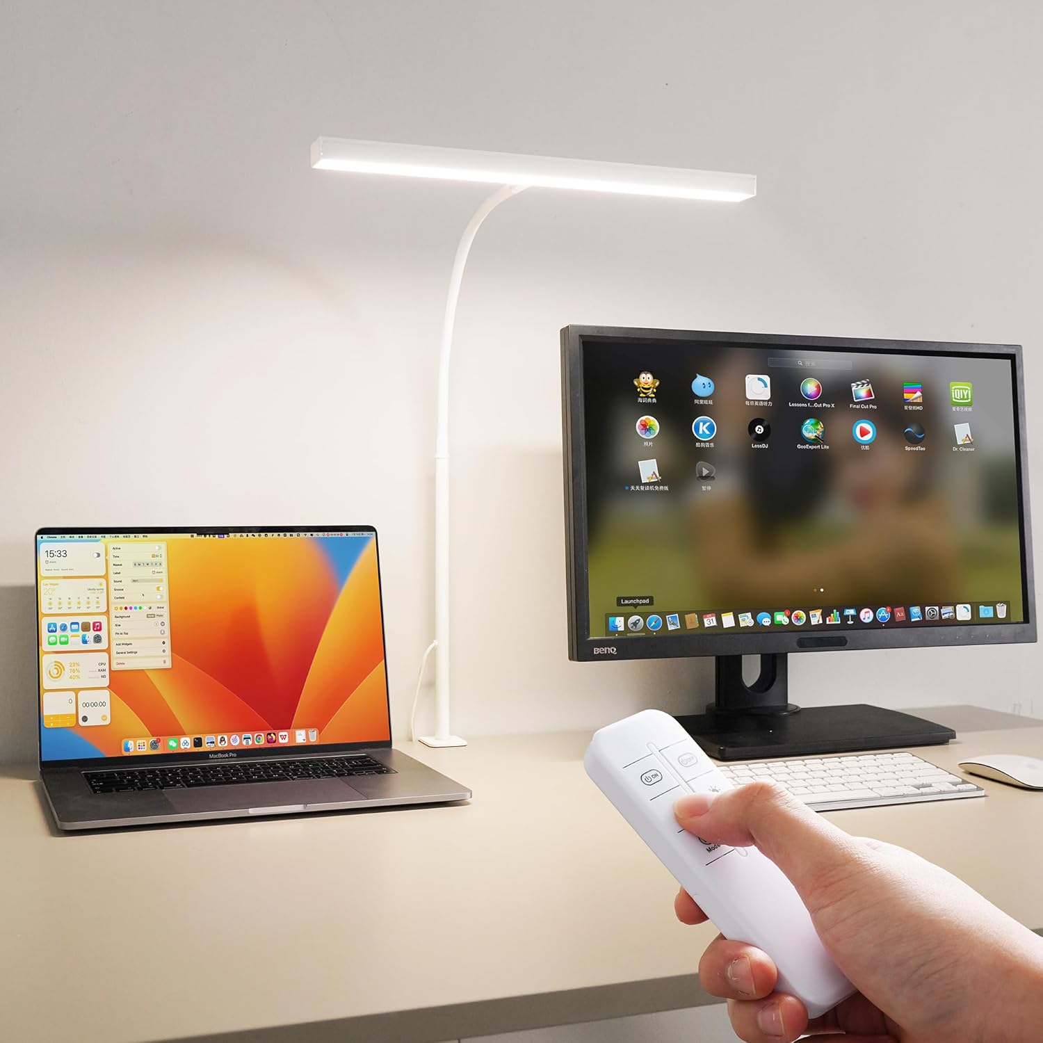 LED Desk Lamp for Office Home, Adjustable Flexible Eye-Caring Desk Light with,5 Modes 10 Brightness Adjustment, USB Adapter Desk Lamp with Clamp-T-W