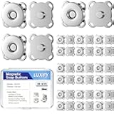 30 Sets Magnetic Snap Buttons, 0.55 Inch 14mm Strong Fasteners for Purses, Bags, Clothing, Sewing DIY Crafts, Zinc Alloy Invisible Clasps (Silver)
