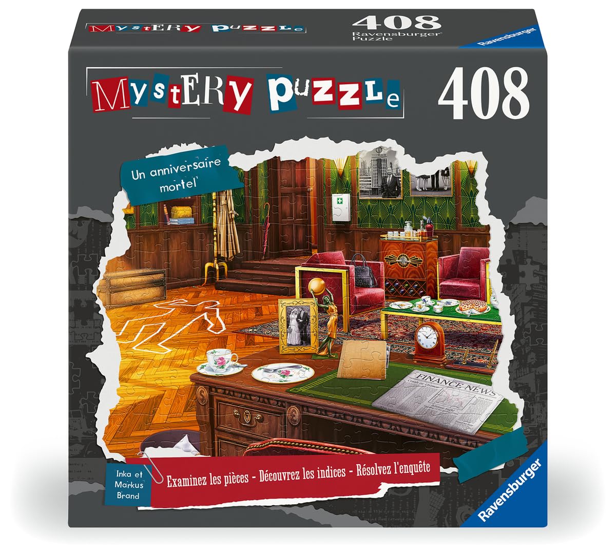Ravensburger - Puzzle Familial - Mystery Puzzle - 408 pièces - Un Anniversaire Mortel - Examinez Les pièces, Découvrez Les Indices et Résolvez l'enquête ! - 12001185