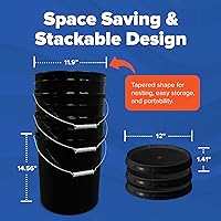 Vista 2 de ePackageSupply Cubo de 5 Galones con Tapa Hermética Fabricado en EE. UU. Grado Alimenticio Plástico Premium HPDE Resistente Cubo Multiusos