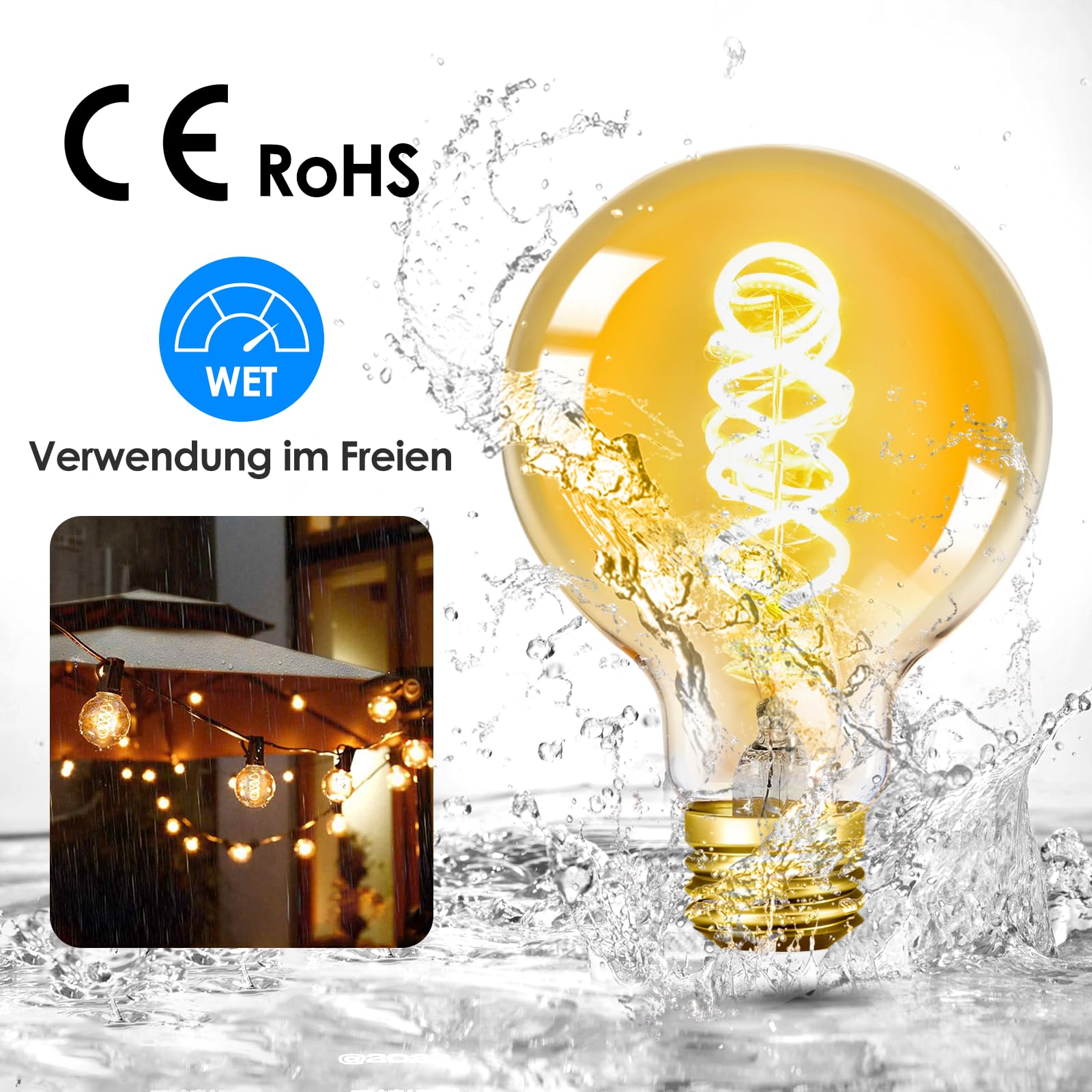 Edison Vintage Glühbirne, E27 LED dimmbar Lampe warmweiß 2700K ersetzt 40 Watt Glühbirne E27 LED Leuchtmittel für Retro Beleuchtung 3 Stück. (Packung mit 2)