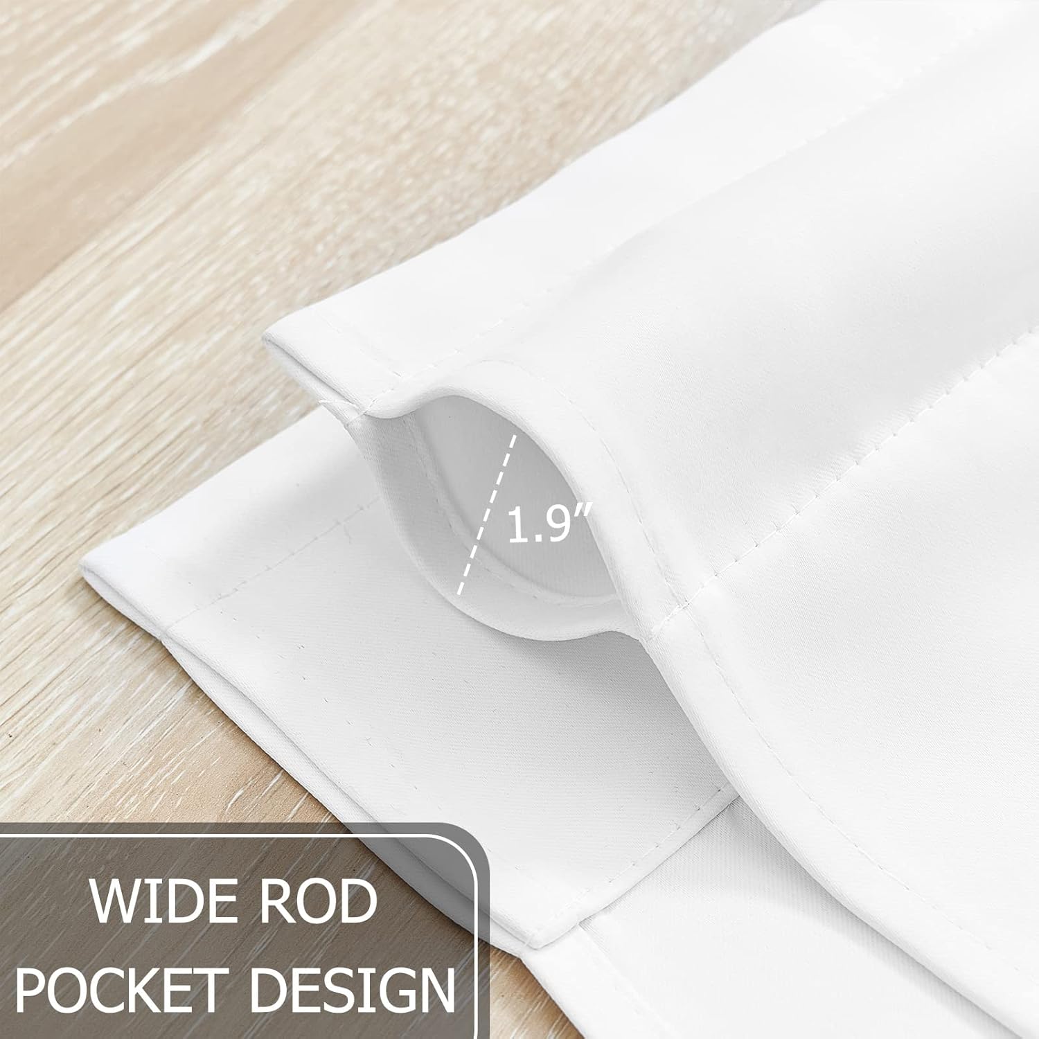 Luvyohmee White Valances for Windows - Window Valances for Living Room, Valance Curtains for Bedroom/Kitchen/Bathroom/Cafe/Basement/Laundry, 4 Panels Rod Pocket 52" x 18"