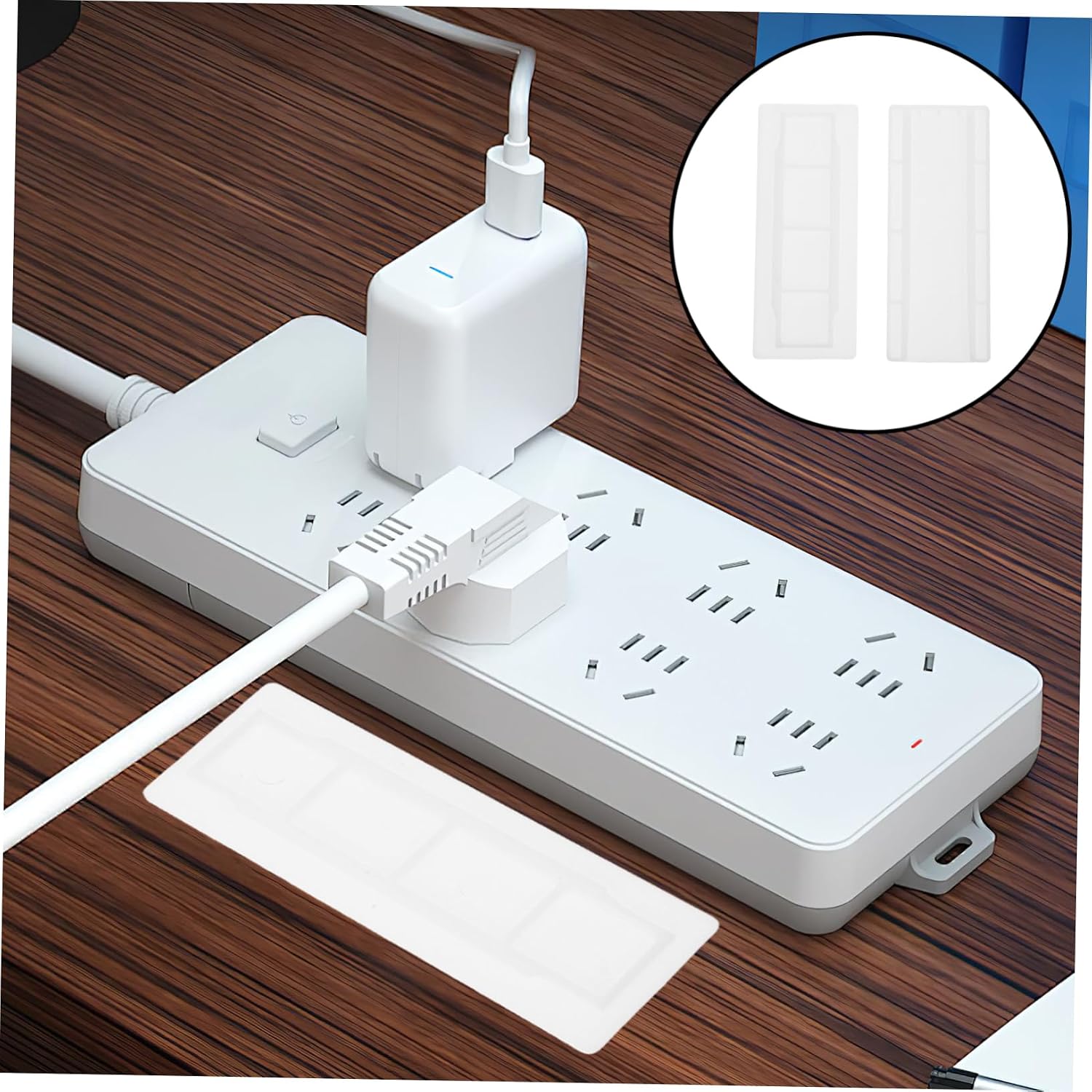 Zerodeko 6Sets Self Adhesive Power Strip Holder Electric Socket Bracket Support for Wall Mounting Effortless Setup Space Saving Design for Home Office Kitchen and Desk Use