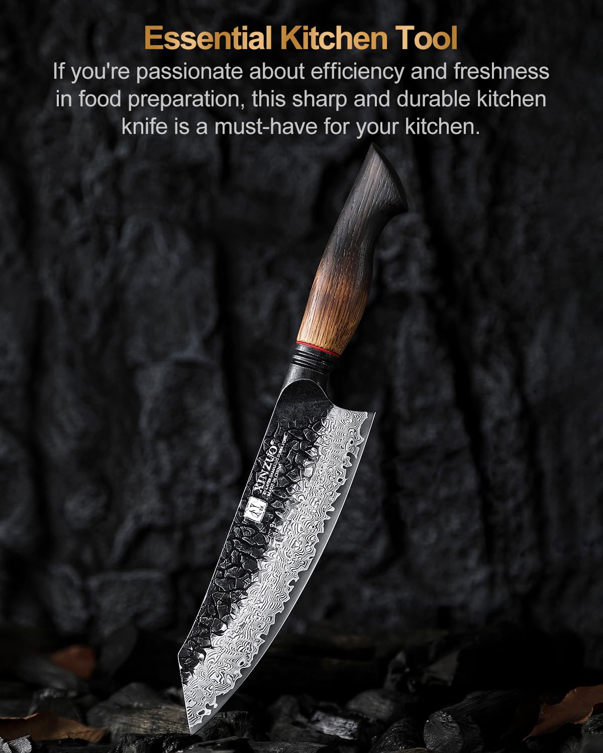 XINZUO Damaststahl 19,3cm Santokumesser -Hammerfinish Küchenmesser Scharfe Klinge Damastmesser -Profi Geschmiedet Kochmesser Multifunktions Chefmesser -Ergonomischer Griff aus Weißeiche -Mo Serie