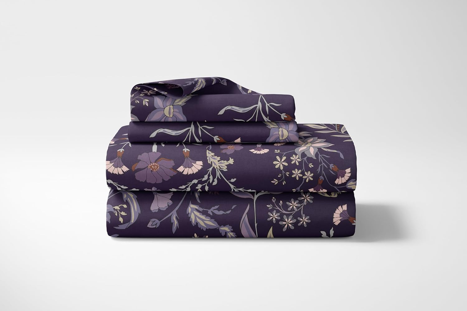 Sweet Jojo Designs 4-Piece Queen Sheet Set (Boho Wildflower Vintage Floral) for Girls, Teen, Children/Kids Bed Sheets incl. Fitted and Flat Sheets & Pillow Cases (Purple Botanical, Garden, Bohemian)